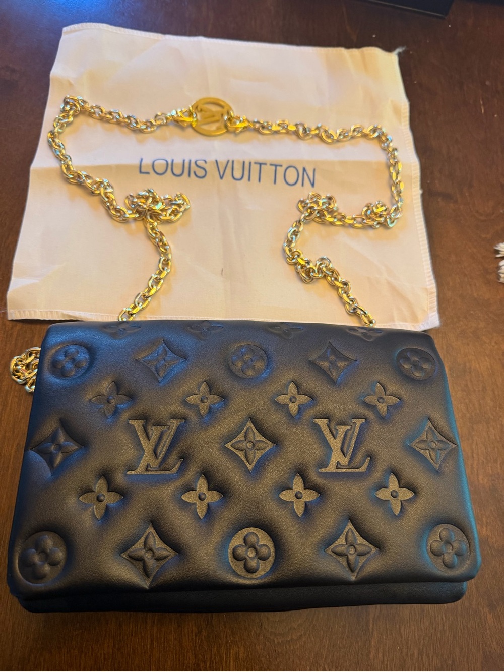 Louis Vuitton Black Quilted Monogram Chain Crossbody Bag
